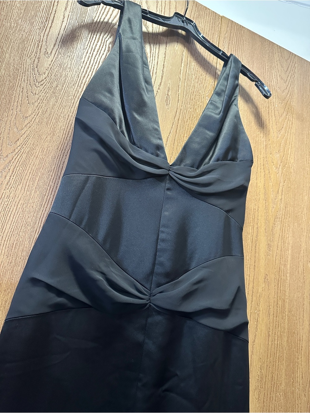 Vintage Black tie formal Vera Wang Black Maxi Evening Gown with Deep V - Picture 3 of 16